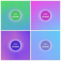 Set of four colorful background with dots and halftone effect. Vector illustration.