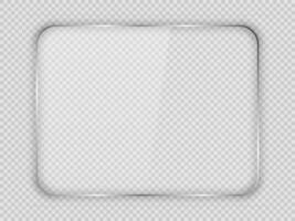 Glass plate in rounded rectangular frame isolated on background. Vector illustration.