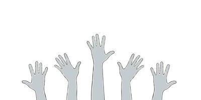 Hands. Set of silhouettes raised up different hands. Vector scalable graphics