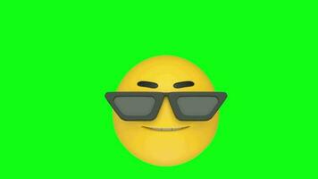 cool 3d Emoji im Sonnenbrille Grün Bildschirm Video