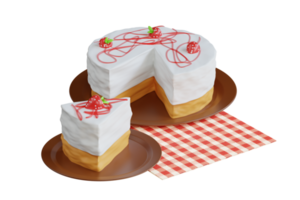 piece of cake 3d illustration. vanilla cake. 3d illustration png