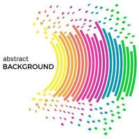 Abstract background with colorful rainbow lines and flying pieces. Colored circles with place for your text on a white background. vector