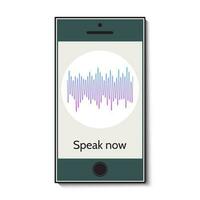Voice recognition. Mobile phone with program of voice recognition on the screen. Vector illustration.
