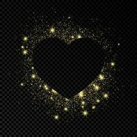 Heart shape frame with golden glitter vector