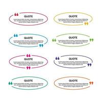 Set of eight multicolor oval quote box frames isolated on white background. Vector illustration