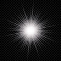 Light effect of lens flare. White glowing light explodes with starburst effects and sparkles vector