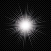 Light effect of lens flare. White glowing light explodes with starburst effects and sparkles vector