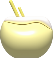 illustration 3d. Coconut in summer for design. png