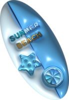 illustration 3d. Summer surfboard icon. For design. png