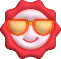 illustrazione 3d. sole icona indossare occhiali da sole. estate. per design. png