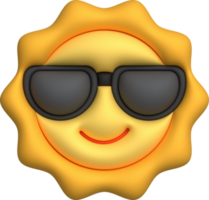 illustration 3d. Sol ikon bär solglasögon. sommar. för design. png