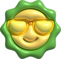 illustration 3d. Sun icon wearing sunglasses. Summer. For design. png