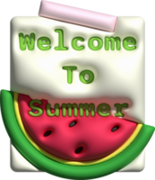 Illustration 3d, Wassermelone Symbol und Text Hallo Sommer- zum Design png
