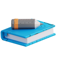 3D Illustration of a pencil over a book png