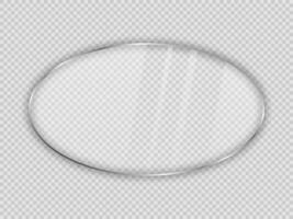 Glass plate in oval frame isolated on transparent background. Vector illustration.