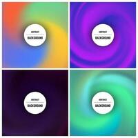 Set of four colorful background with swirl effect and circle in center. Vector illustration.