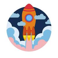 Space rocket ship launch. Vector illustration.