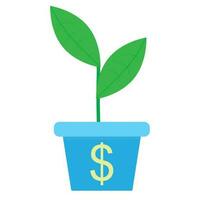 Growth of income. Sprout in a pot. Profit growth and income, investment finance, sprout plant in pot. Vector flat design illustration