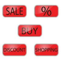 Web red button shooping and online shop. Internet sale and shopping web, vector illustration
