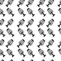 Monochrome pattern microphone. Music karaoke and repetition mic for radio, vector illustration