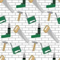 Seamless pattern with tools for construction. Power instruments drill and hammer, vector illustration