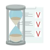 Time management. To-do list and hourglass vector