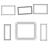 Linear frame set fo picture photo design. Frame line border and frame vector. Vintage frame or hand drawn frame. Vector illustration