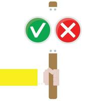 Right to choose the positive and negative. Selection options, decision or decide and choose concept, vector illustration