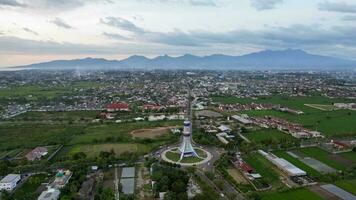 Aerial view of The extraordinary and beautiful building of the Mataram City metro monument. Lombok, Indonesia, March 22, 2022 photo