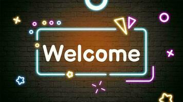 Welcome neon text animation stock video 4k hd resolution