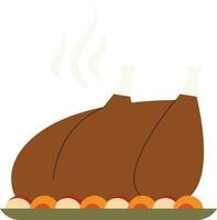 Roasted Chicken Flat Icon vector