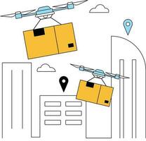 Smart Drone Delivery Illustration vector