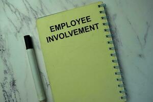 Employee Involvement write on a book isolated on office desk. photo