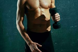 man with pumped up abs workout exercise lifestyle photo