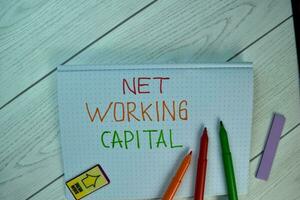 Net Working Capital write on a book isolated on Wooden Table. Business or Financial Concept photo