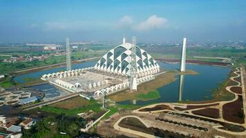 Aerial view of the Beautiful scenery Al-Jabbar Bandung mosque building, a large mosque in the city of Bandung. Bandung, Indonesia, May 6, 2022 photo