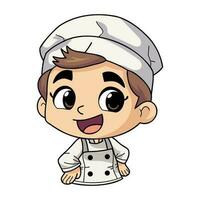 contento cocinero masculino personaje ilustración en garabatear estilo vector