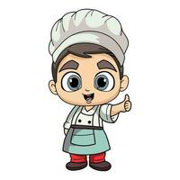 Happy chef male character illustration in doodle style vector