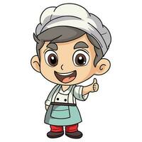 Happy chef male character illustration in doodle style vector