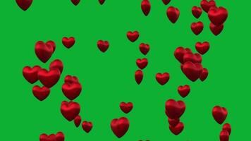 rouge 3d cœurs en volant en boucle animation. mouvement graphique vidéo animation pour pour la Saint-Valentin jour, de la mère jour, mariage anniversaire, salutation cartes invitation et anniversaire Contexte video