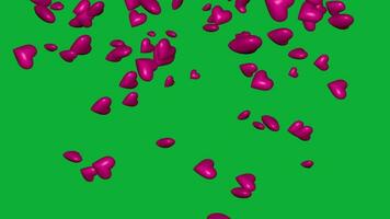 Amazing Pink 3D hearts falling animation. Motion graphic video animation for for Valentine's Day, Mother's Day, wedding anniversary, greeting cards invitation and birthday background