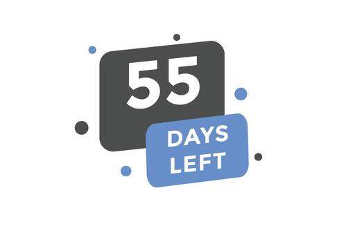 55 days Left countdown template. 55 day Countdown left banner label button eps 10 vector