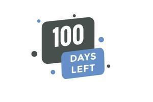 100 days Left countdown template. 100 day Countdown left banner label button eps 10 vector