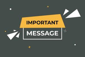 Important Message Button. Speech Bubble, Banner Label Important Message vector