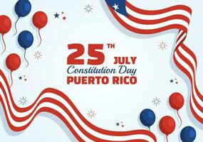 contento puerto rico constitución día vector ilustración con ondulación bandera en plano dibujos animados mano dibujado para aterrizaje página antecedentes plantillas