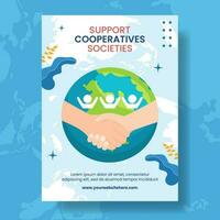internacional día de cooperativas vertical póster plano dibujos animados mano dibujado plantillas antecedentes ilustración vector
