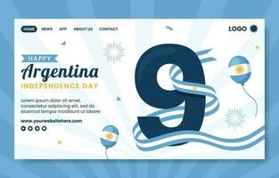 Argentina Independence Day Social Media Landing Page Flat Cartoon Hand Drawn Template Illustration vector