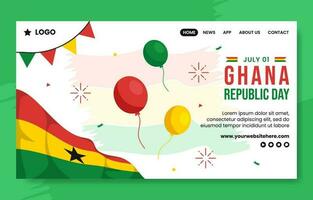 Ghana república día social medios de comunicación aterrizaje página plano dibujos animados mano dibujado modelo ilustración vector