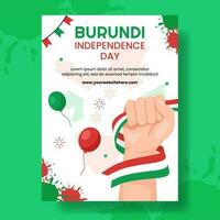 Burundi Independence Day Vertical Poster Flat Cartoon Hand Drawn Templates Background Illustration vector