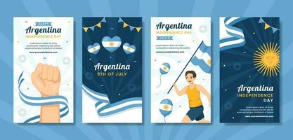 Argentina Independence Day Social Media Stories Cartoon Hand Drawn Templates Background Illustration vector